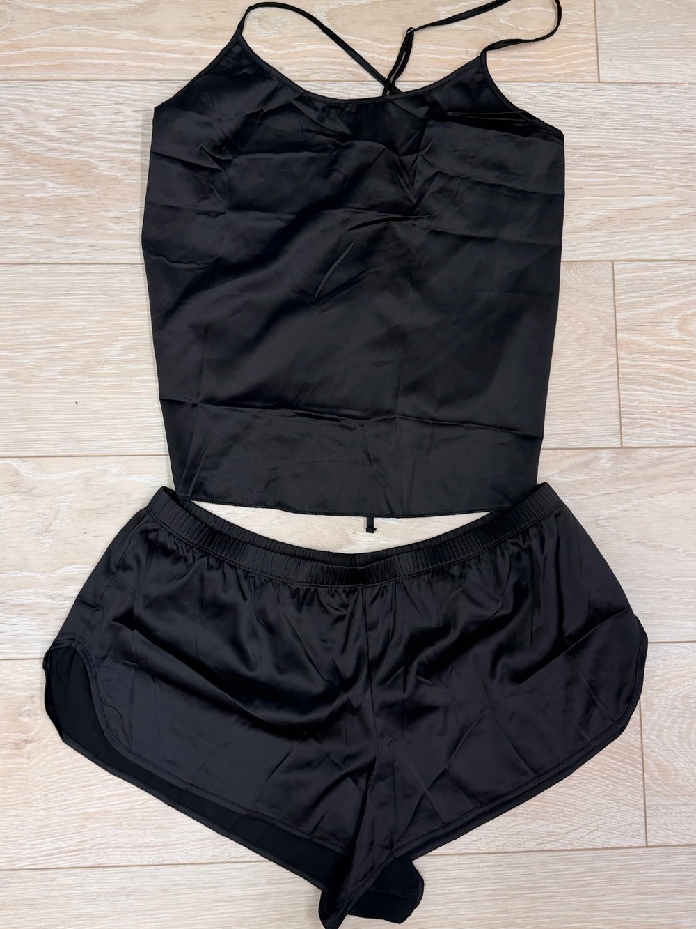 Women's Black satin like pajama set